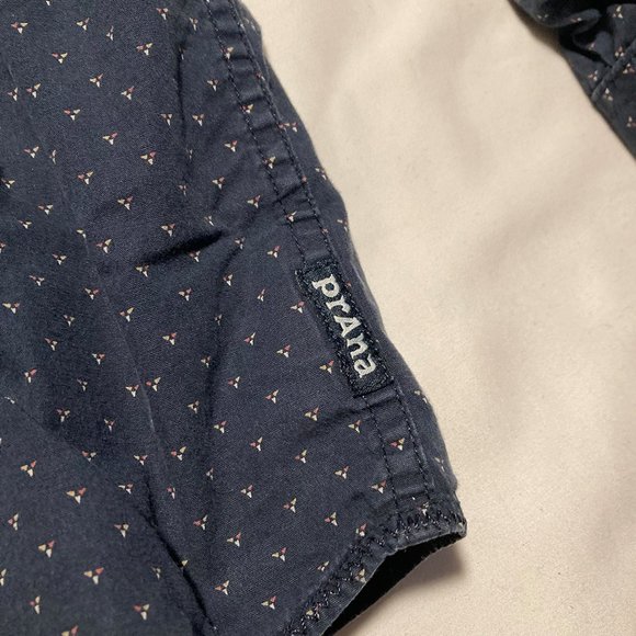 PrAna Navy Triangle Pattern Button Down Shirt XXL - Picture 4 of 11